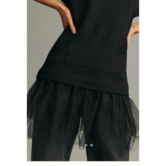 By Anthropologie Tulle Short-Sleeve Sweatshirt Sz Medium - Picture 6 of 7